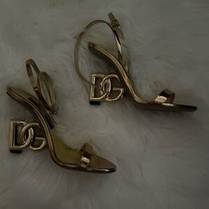 Authentic Dolce and Gabbana Gold Heels with gold strap Worn one time